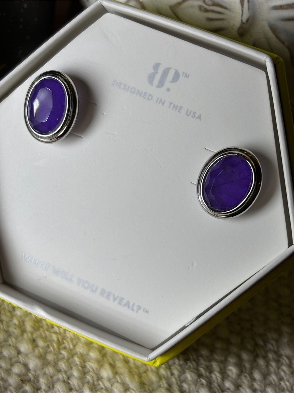 Purple Oval Stone Stud Earrings by BR